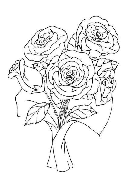 Bouquet of roses coloring pages