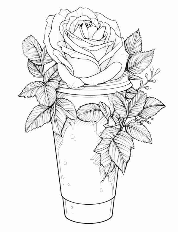 Beautiful rose coloring pages for kids and adults