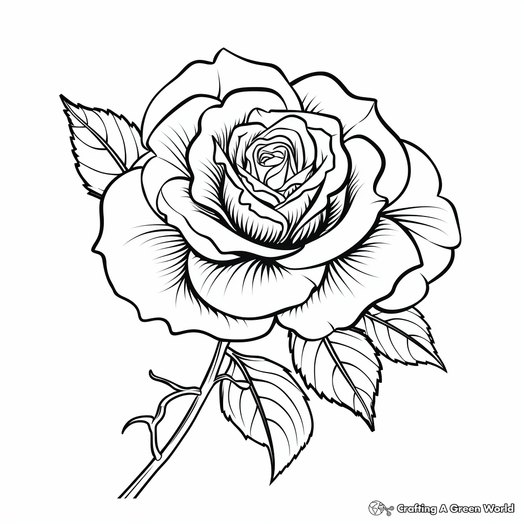 Realistic rose coloring pages
