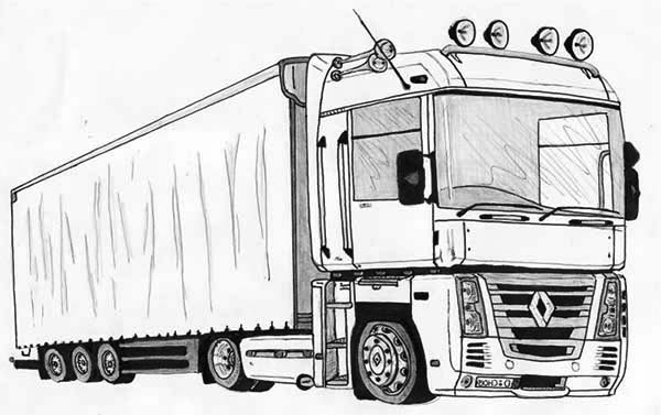 How to draw semi truck step