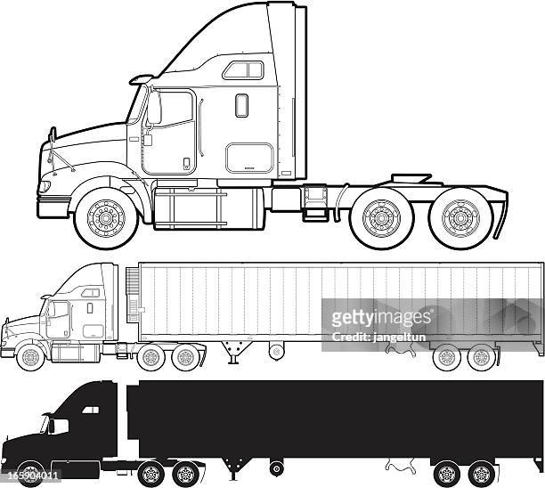 Semi truck side view high res illustrations