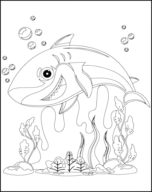 Premium vector printable shark coloring pages for kids