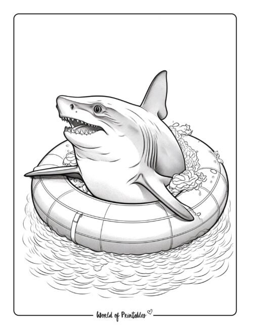 Shark coloring pages for kids adults