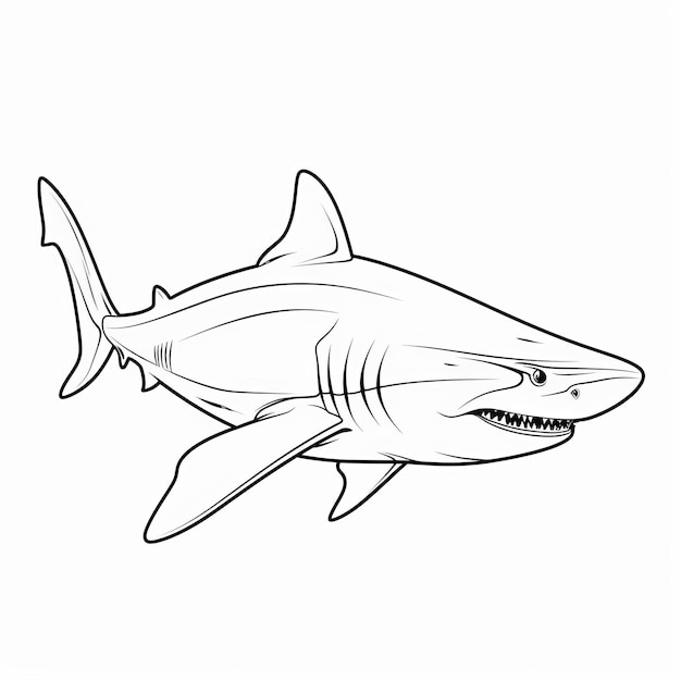 Premium ai image realistic black and white shark coloring page