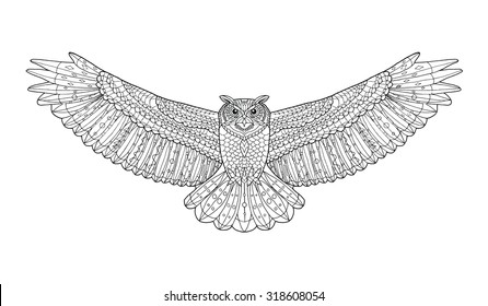Eagle owl coloring page animal collection stock vector royalty free