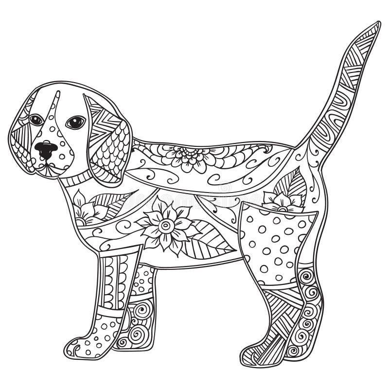 Dog adult antistress or children coloring page stock vector