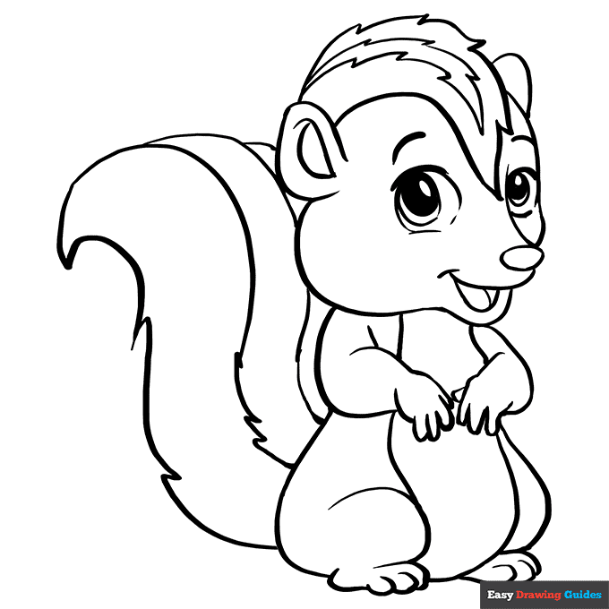 Skunk coloring page easy drawing guides