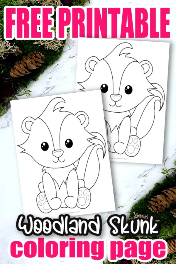 Free printable forest skunk coloring page for kids â simple mom project