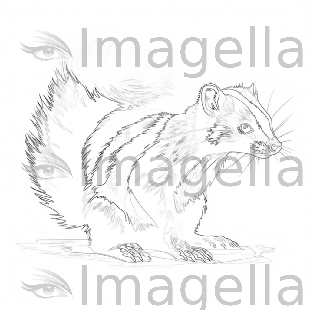 Skunk clipart in chiaroscuro art style illustration k vector png â