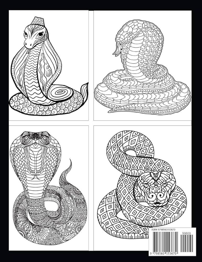 Snake coloring book for adult stress relief coloring book realistic snakes for coloring stress relieving