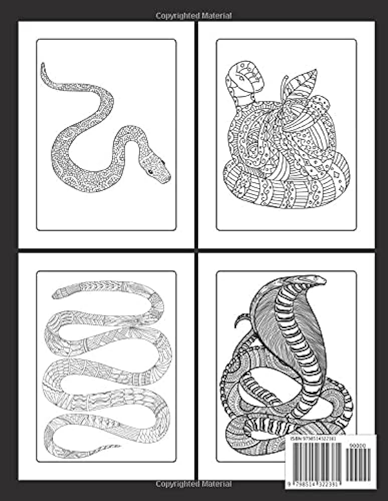 Snake coloring book for adults stress relief coloring book realistic snakes for coloring stress relieving