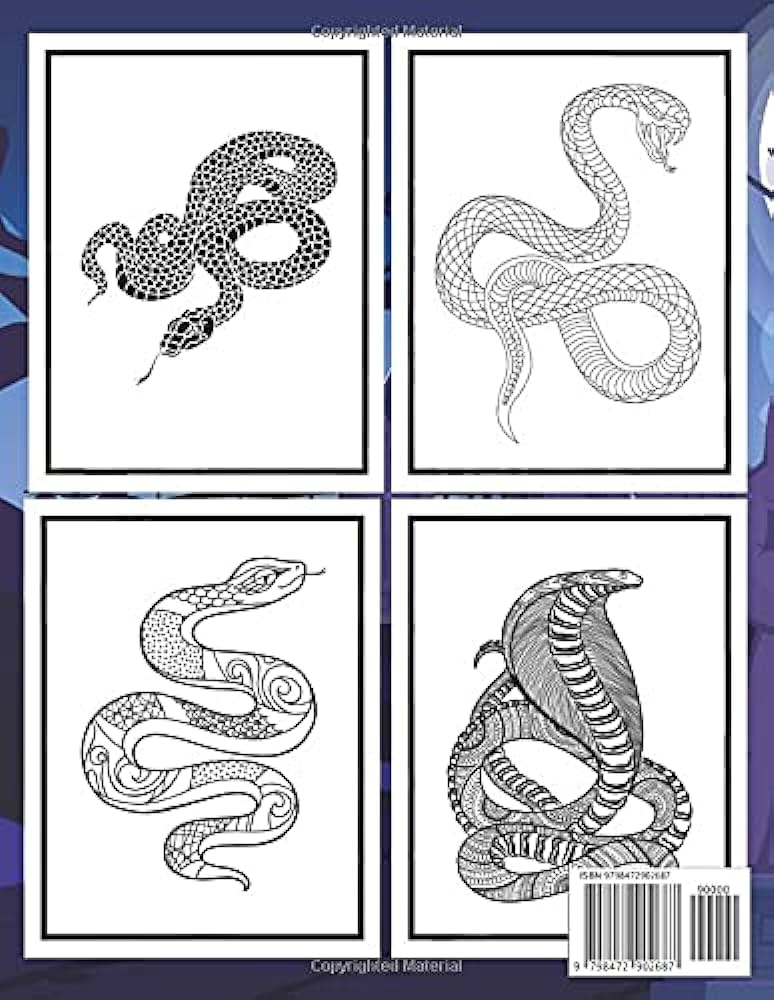 Snakes coloring book for adults adult realistic snake coloring book for relief and relief from stress with a beautiful design rahaman tarek books