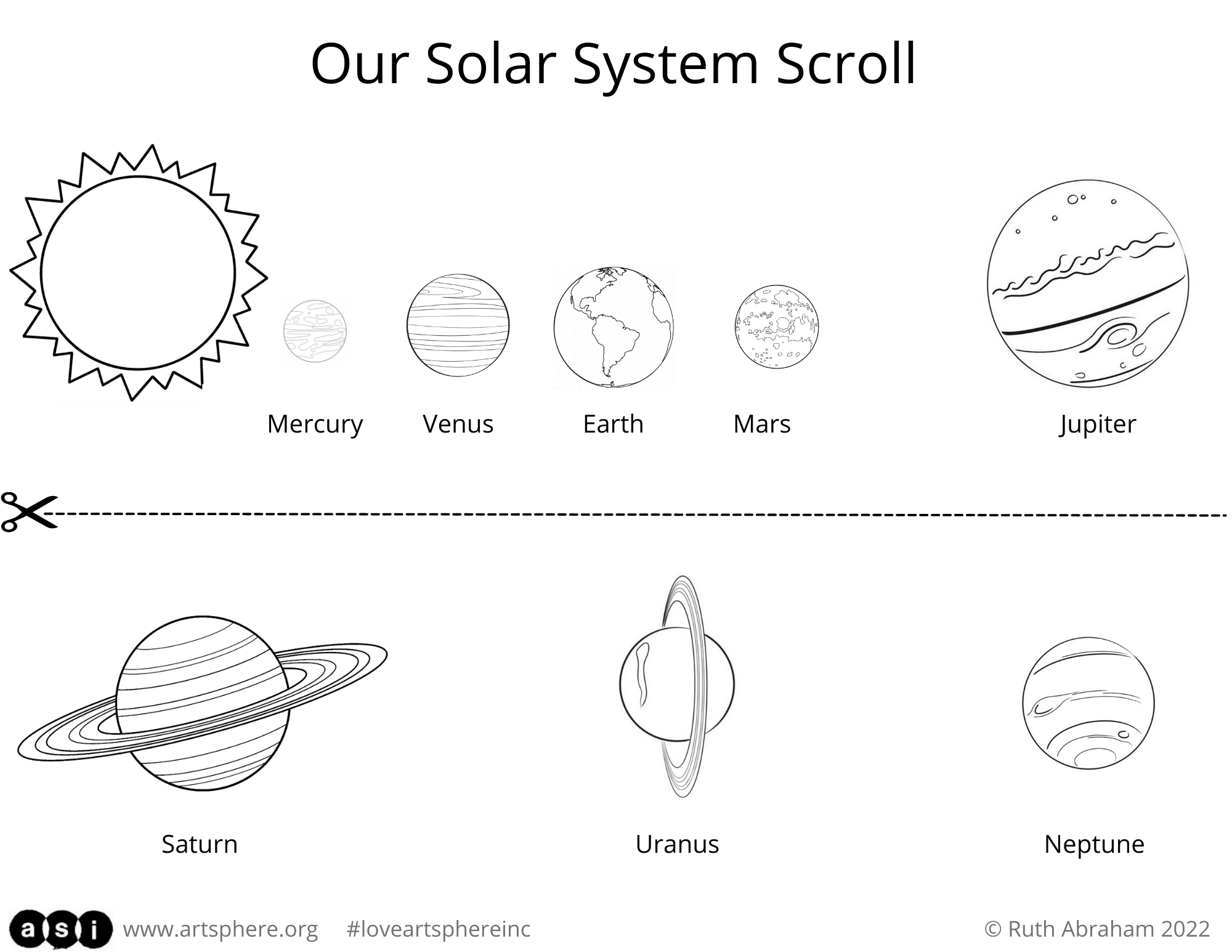 Our solar system scroll art sphere inc