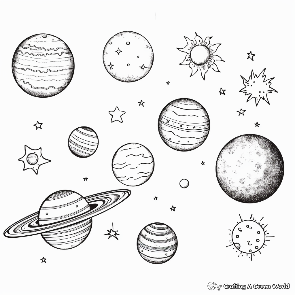 Realistic solar system coloring pages