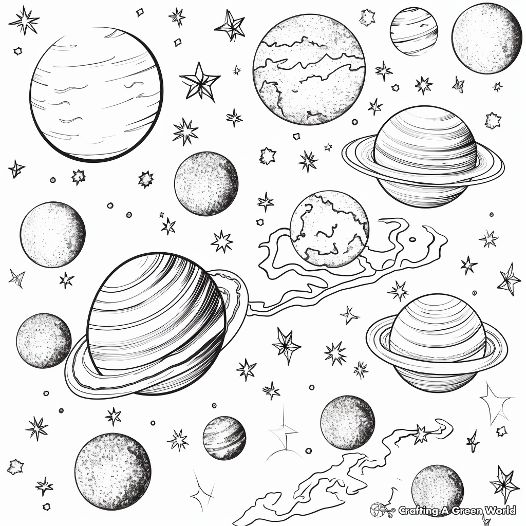 Realistic solar system coloring pages