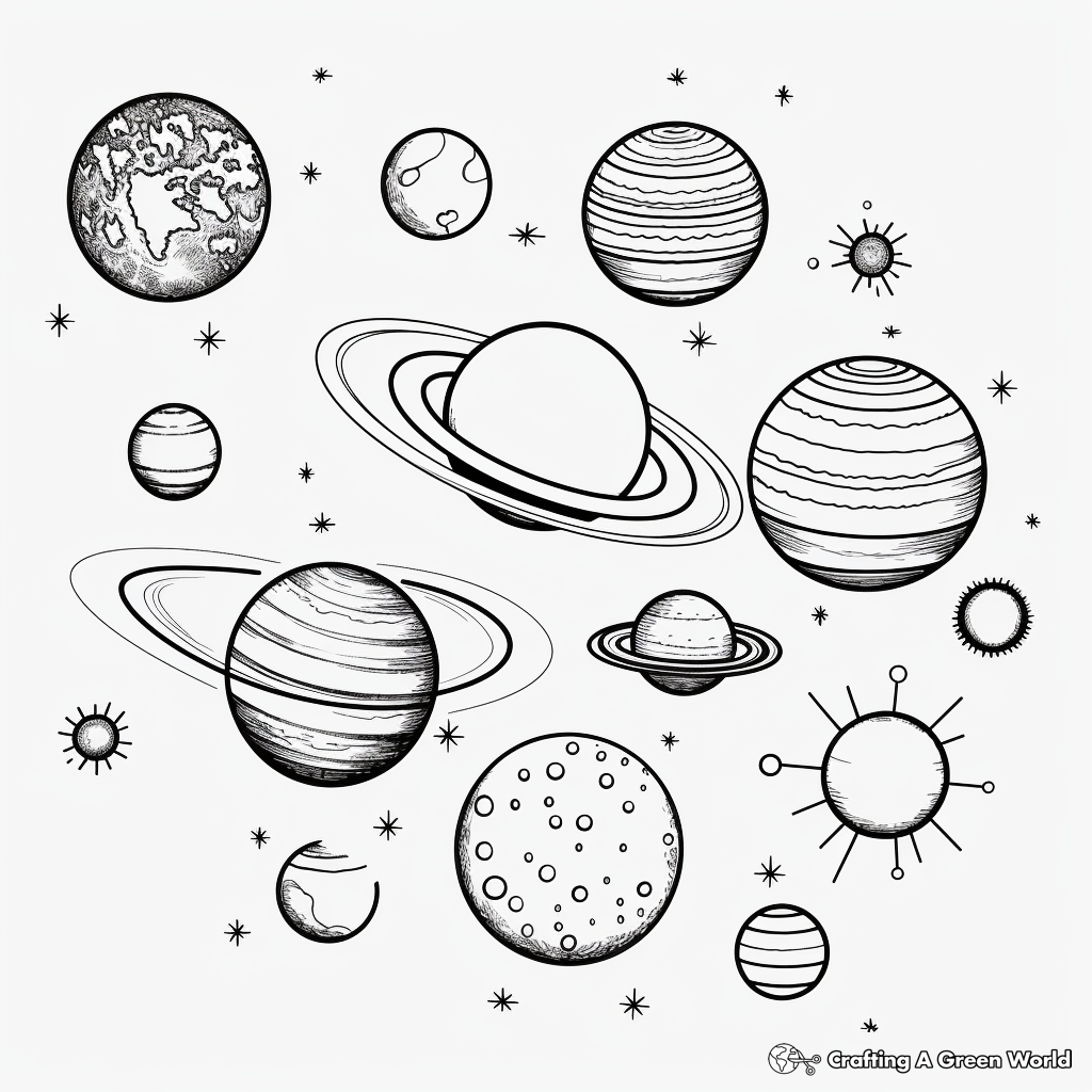 Realistic solar system coloring pages