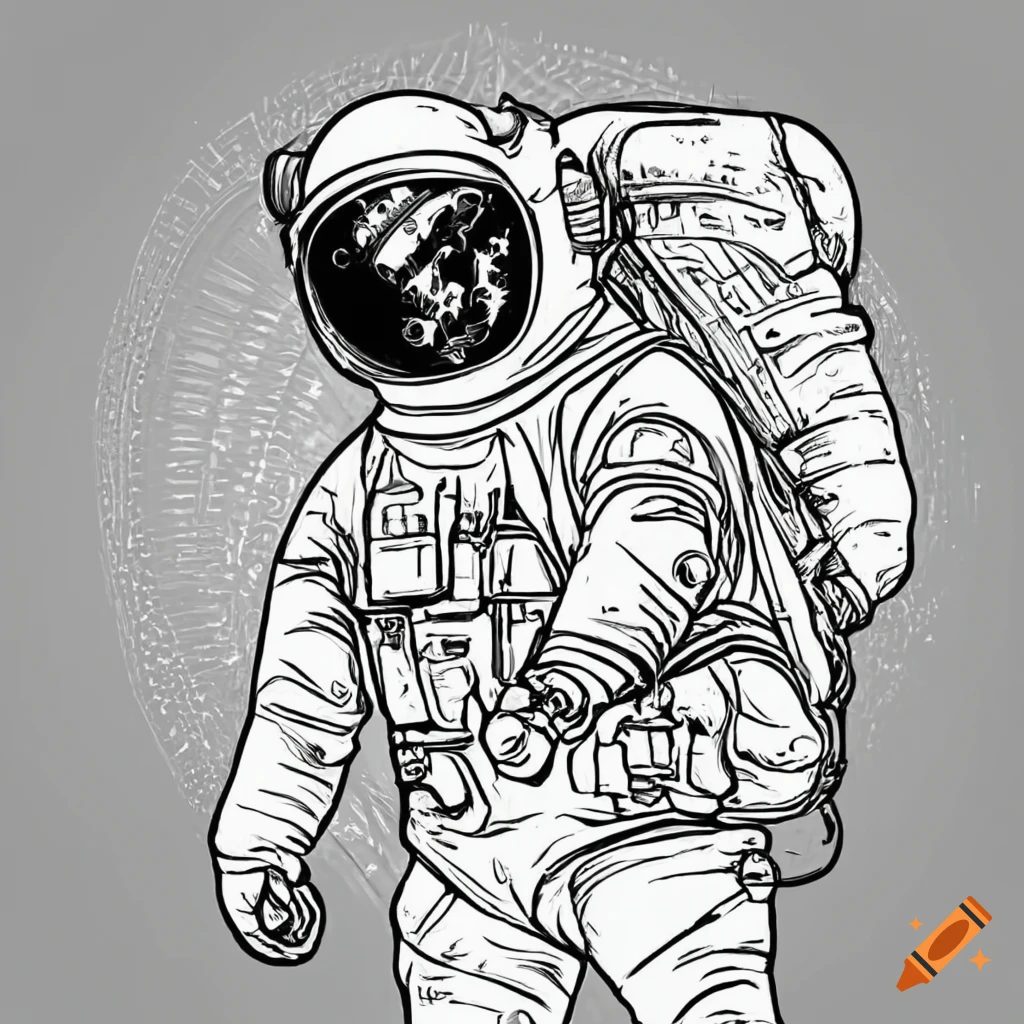 Coloring page for adults astronauts images white background clean line art fine line art