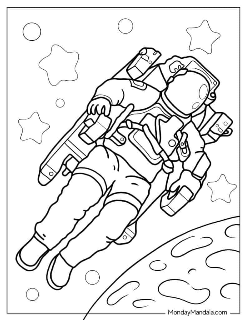 Astronaut coloring pages free pdf printables