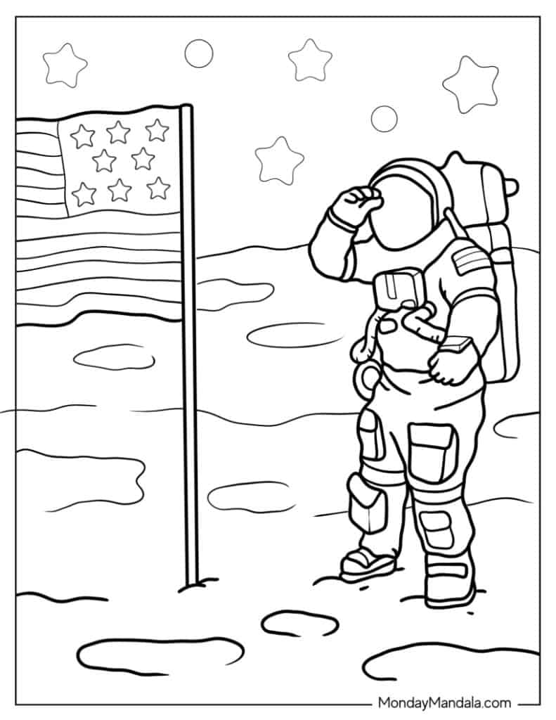 Astronaut coloring pages free pdf printables