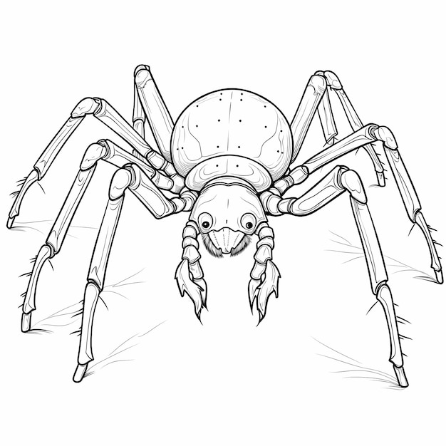 Premium ai image inky spider adventure coloring page with a full body spider drawing for kids