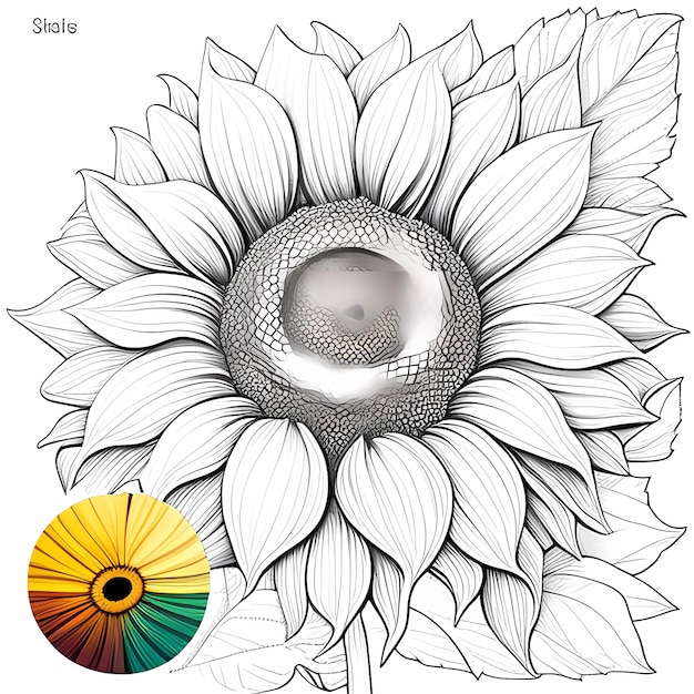 Premium ai image majestic blooms detailed sunflower coloring page for relaxation and creativity