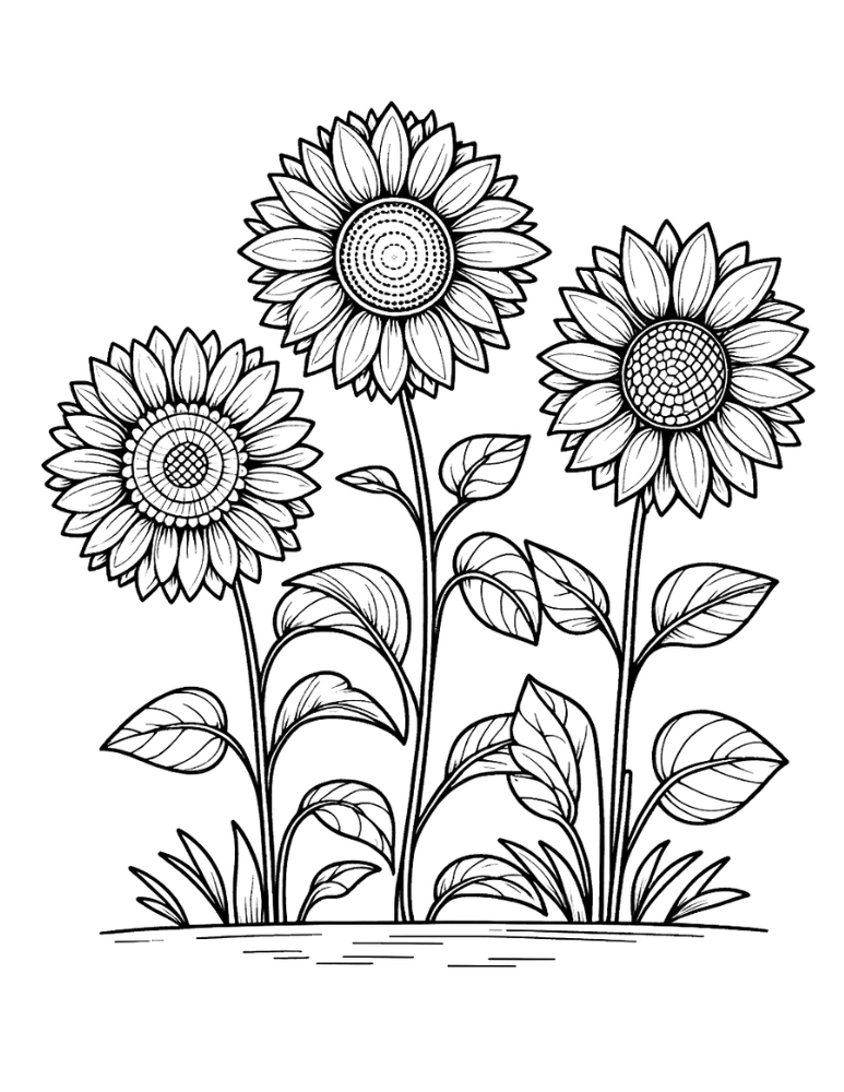 Free printable sunflower coloring pages