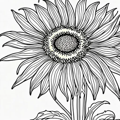 A full sun flower with stem coloring page