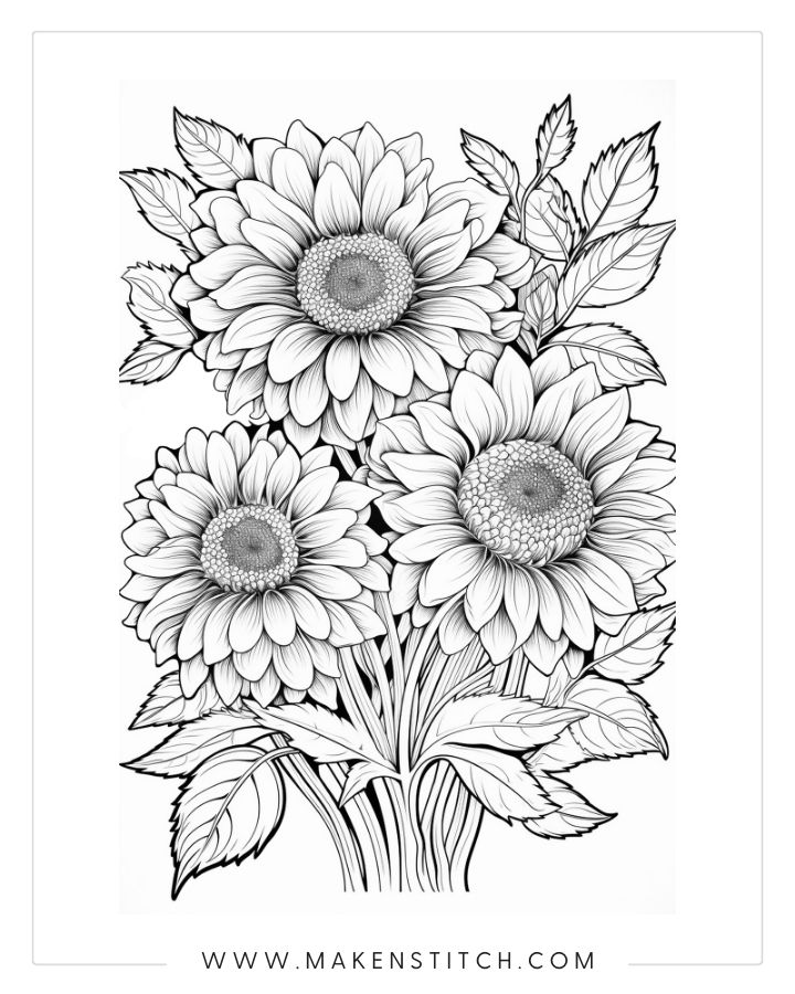 Flower coloring pages for kids and adults free printables