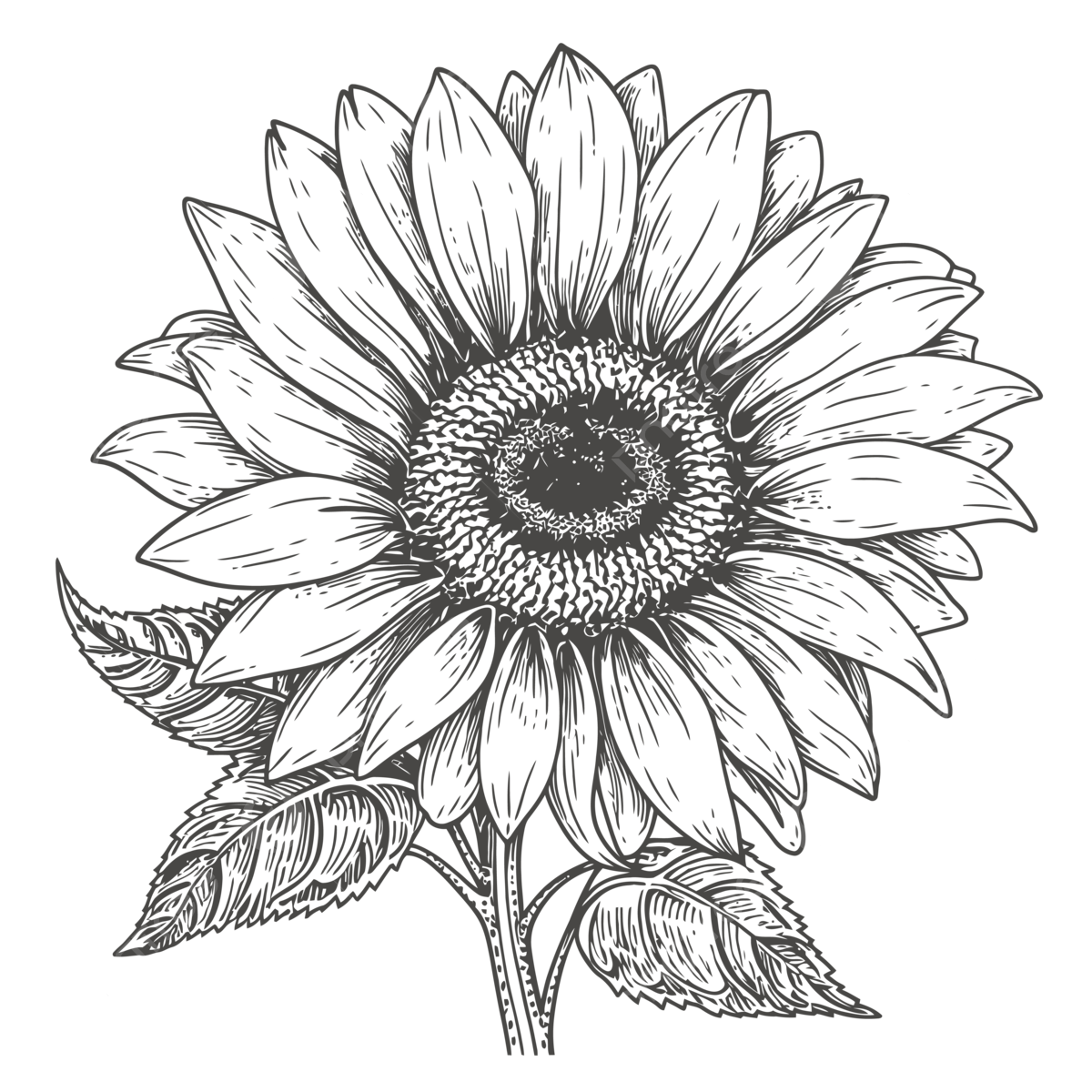 Realistic sunflower coloring page png transparent images free download vector files