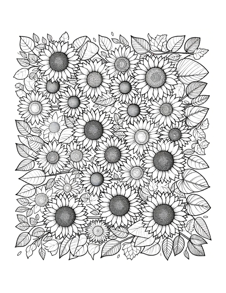 Free printable sunflower coloring pages