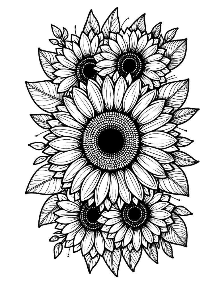 Free printable sunflower coloring pages