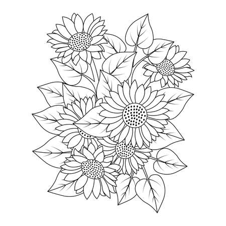 Sunflower coloring page stock illustrations cliparts and royalty free sunflower coloring page vectors