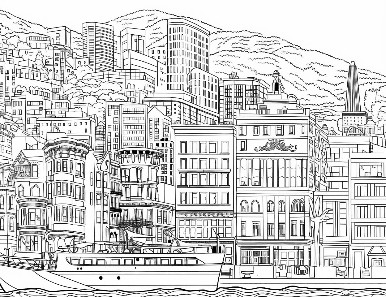 Scenic landscape coloring pages