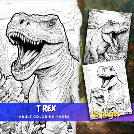 Realistic t rex printable coloring pages instant download