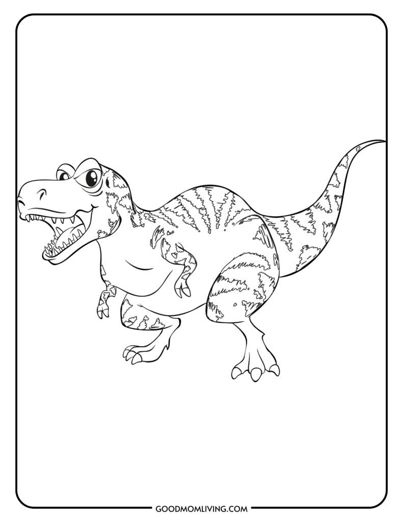 T rex coloring page printables free for kids