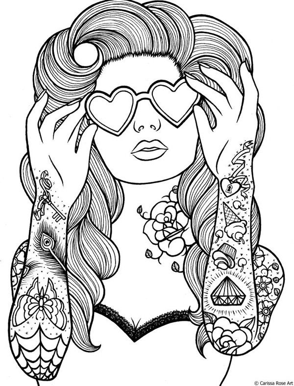 Coloriage coloring woman femme tattoo tatouage people coloring pages coloring pages for girls adult coloring book pages