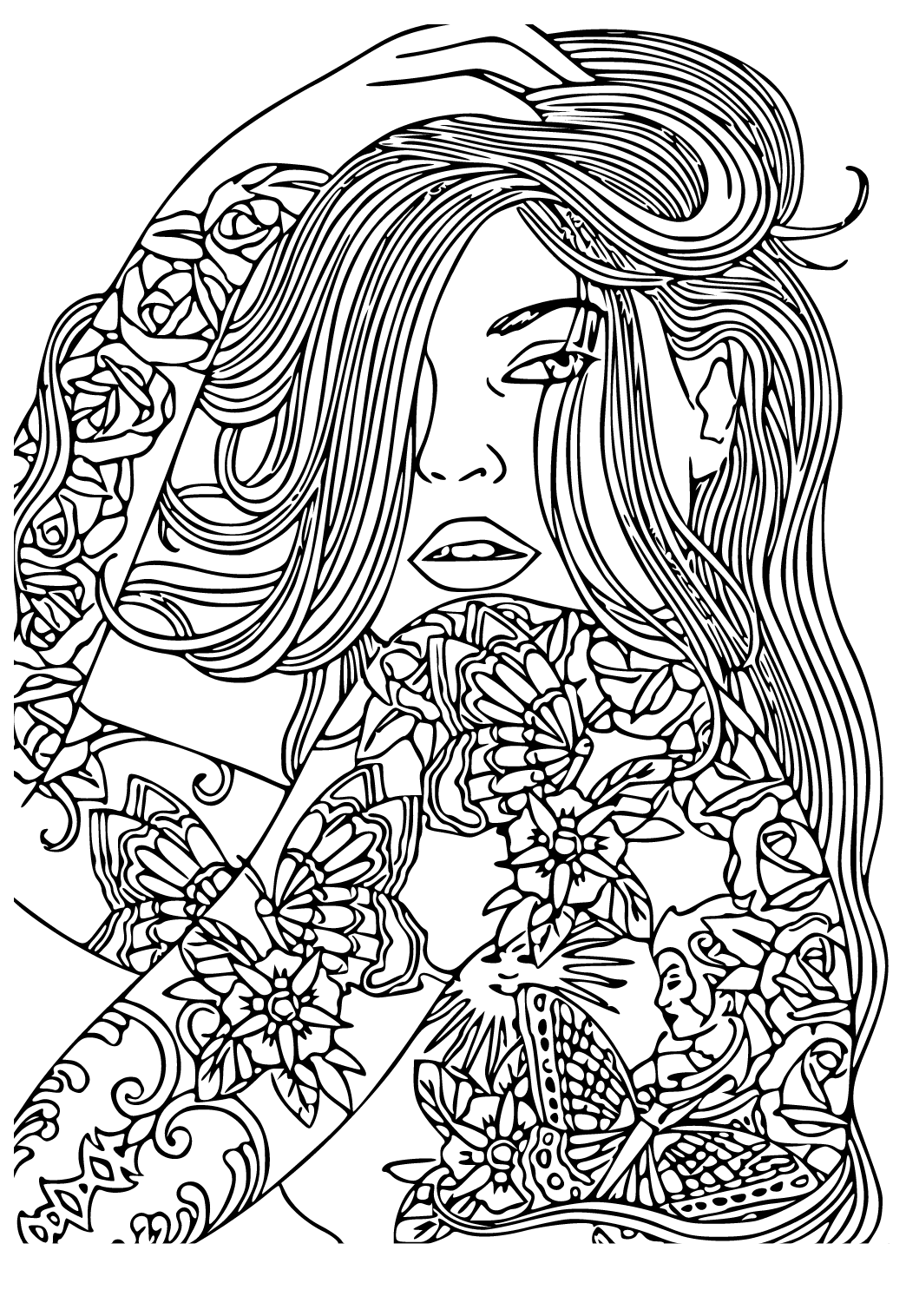 Free printable realistic tattoo coloring page sheet and picture for adults and kids girls and boys