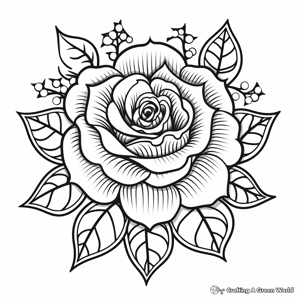 Rose heart coloring pages