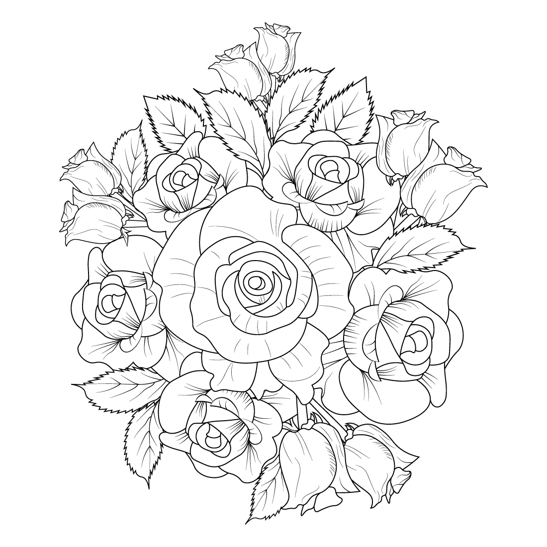 Rose bouquet of flowers rose bouquet sketch rose bouquet sketch a realistic bunch of roses drawing