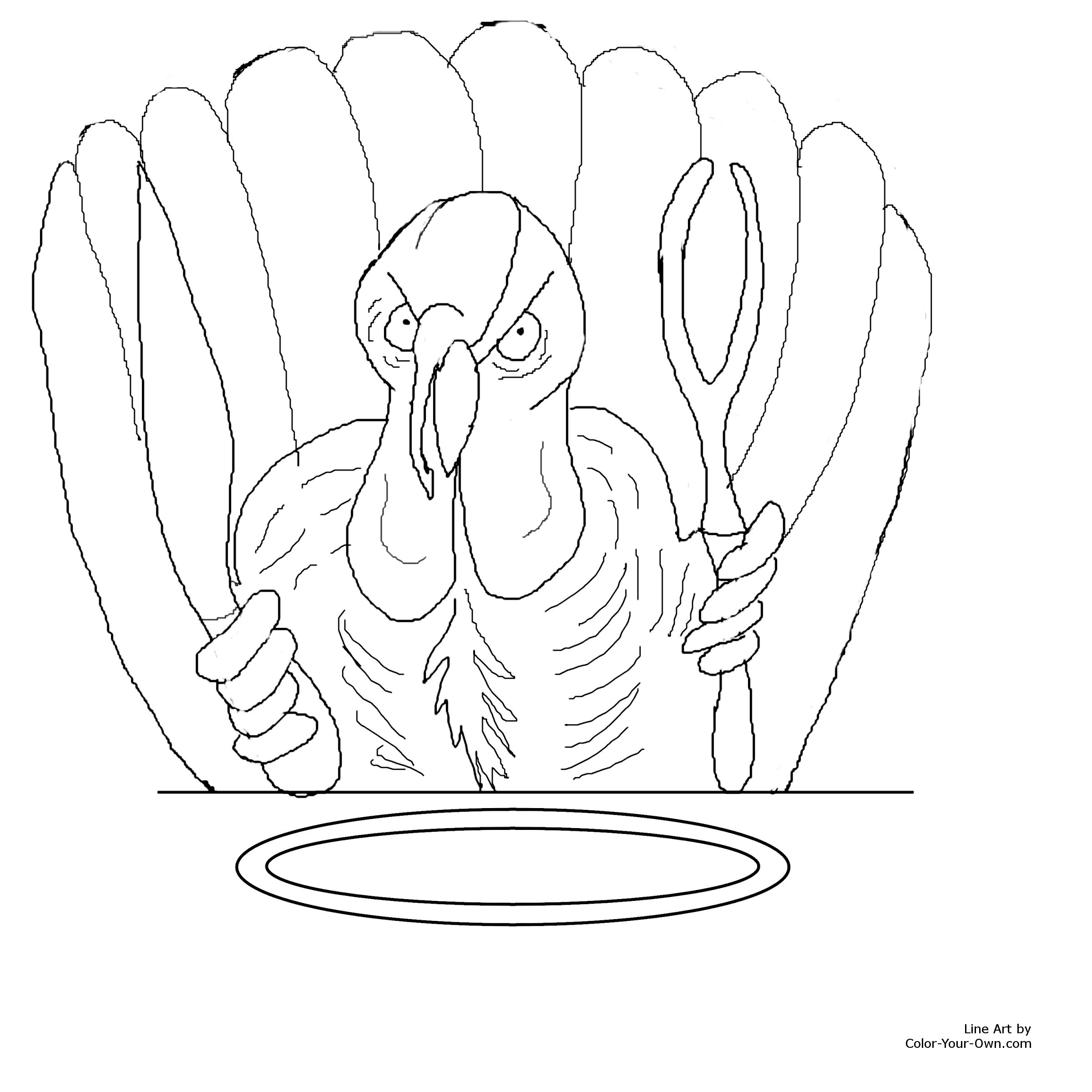 Thanksgiving mad turkey coloring page