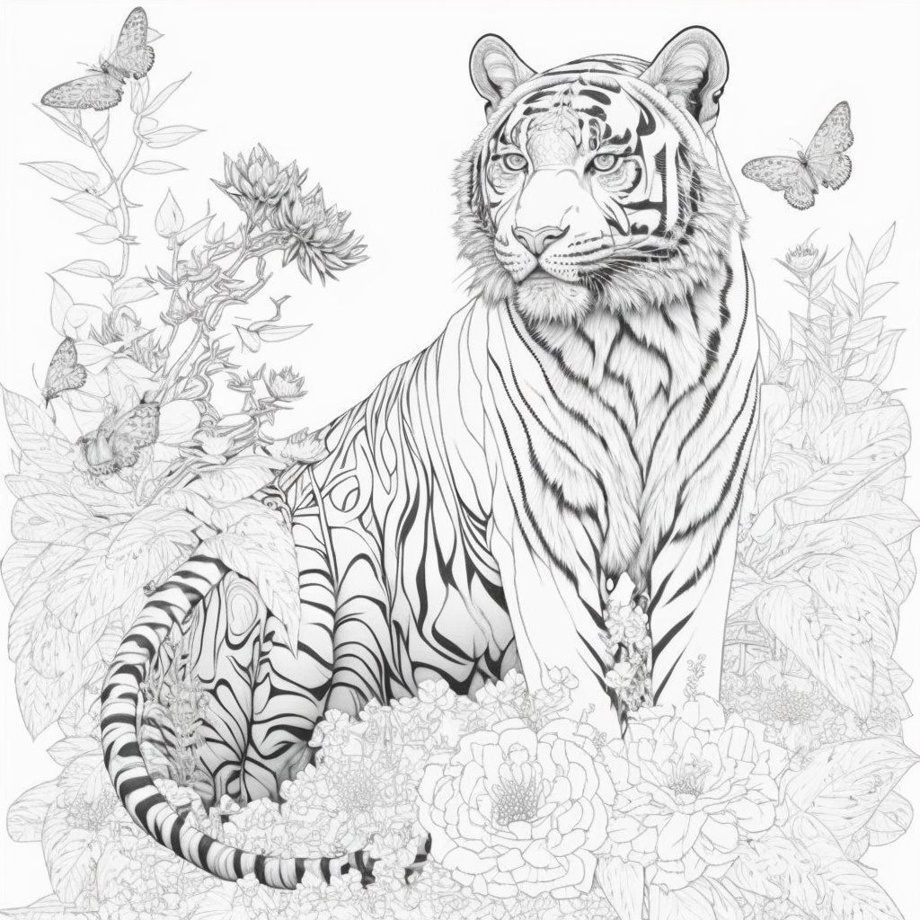 Relax and roar majestic and relaxing tiger coloring pages for adults