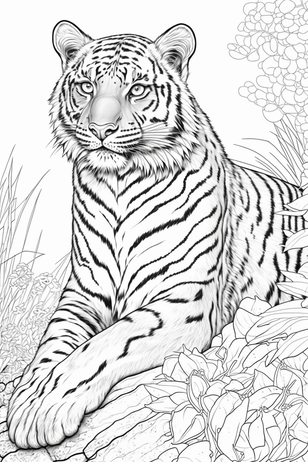 Big tiger coloring page â lulu pages