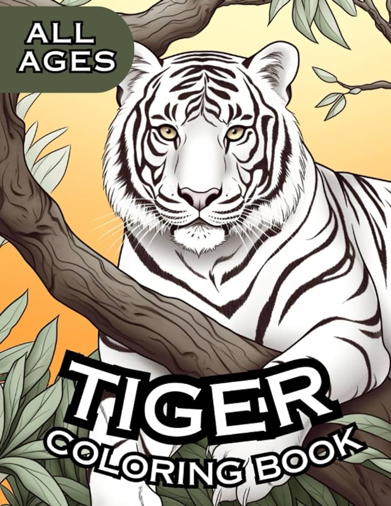 Tiger coloring book featuring realistic tiger depictions for all ages guides greaves books