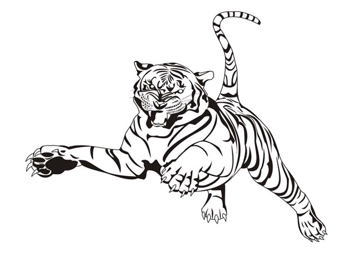 Realistic tiger coloring pages