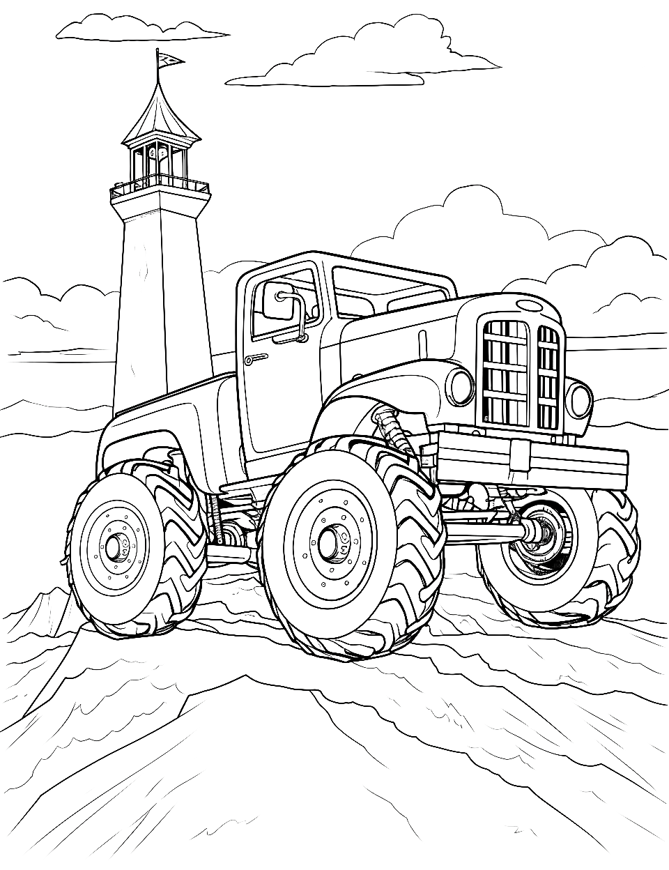 Monster truck coloring pages free printable sheets