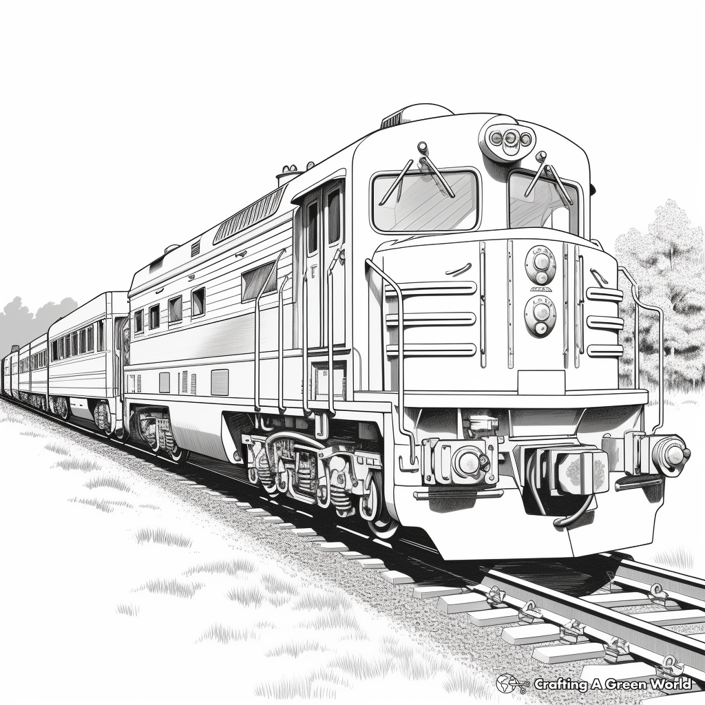 Realistic train coloring pages