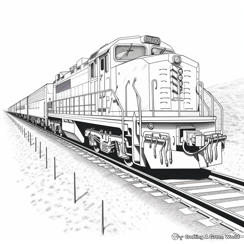 Realistic train coloring pages