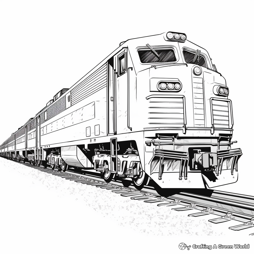 Realistic train coloring pages