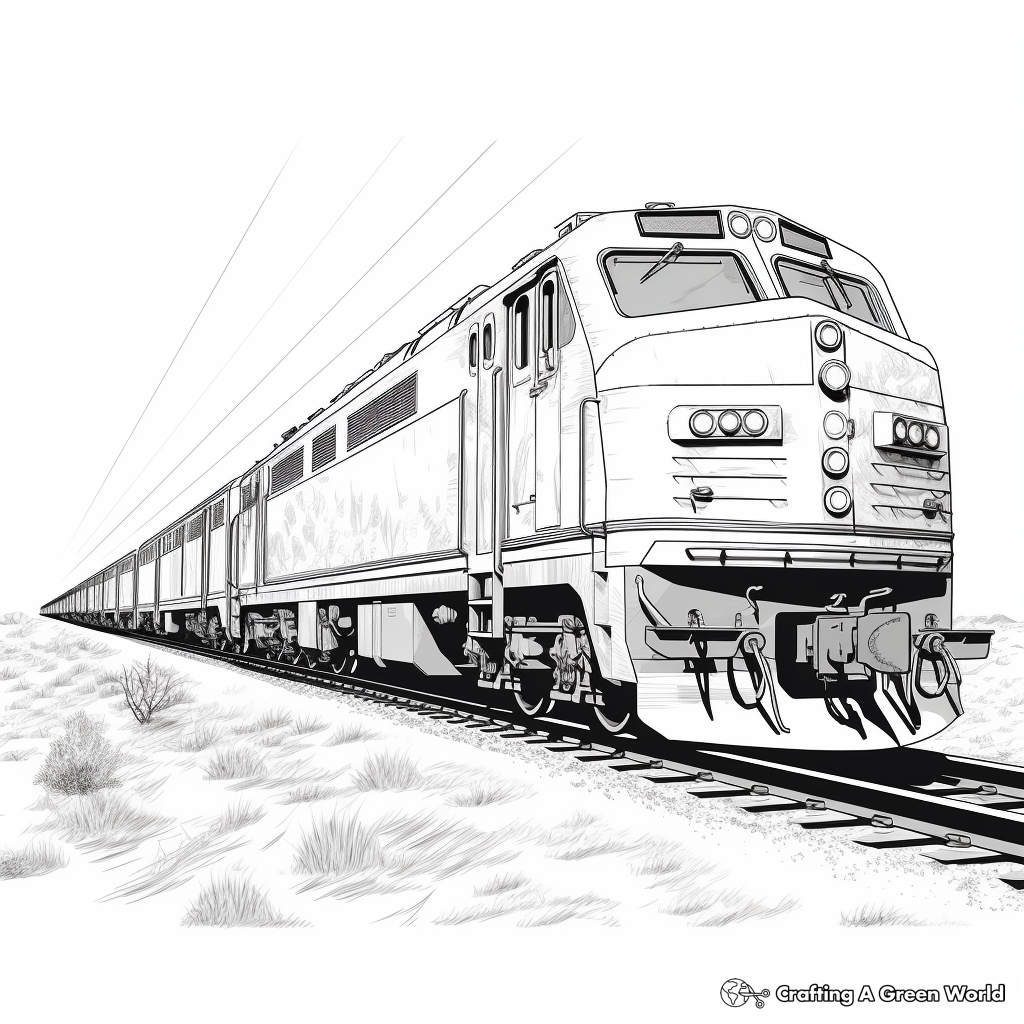 Realistic train coloring pages