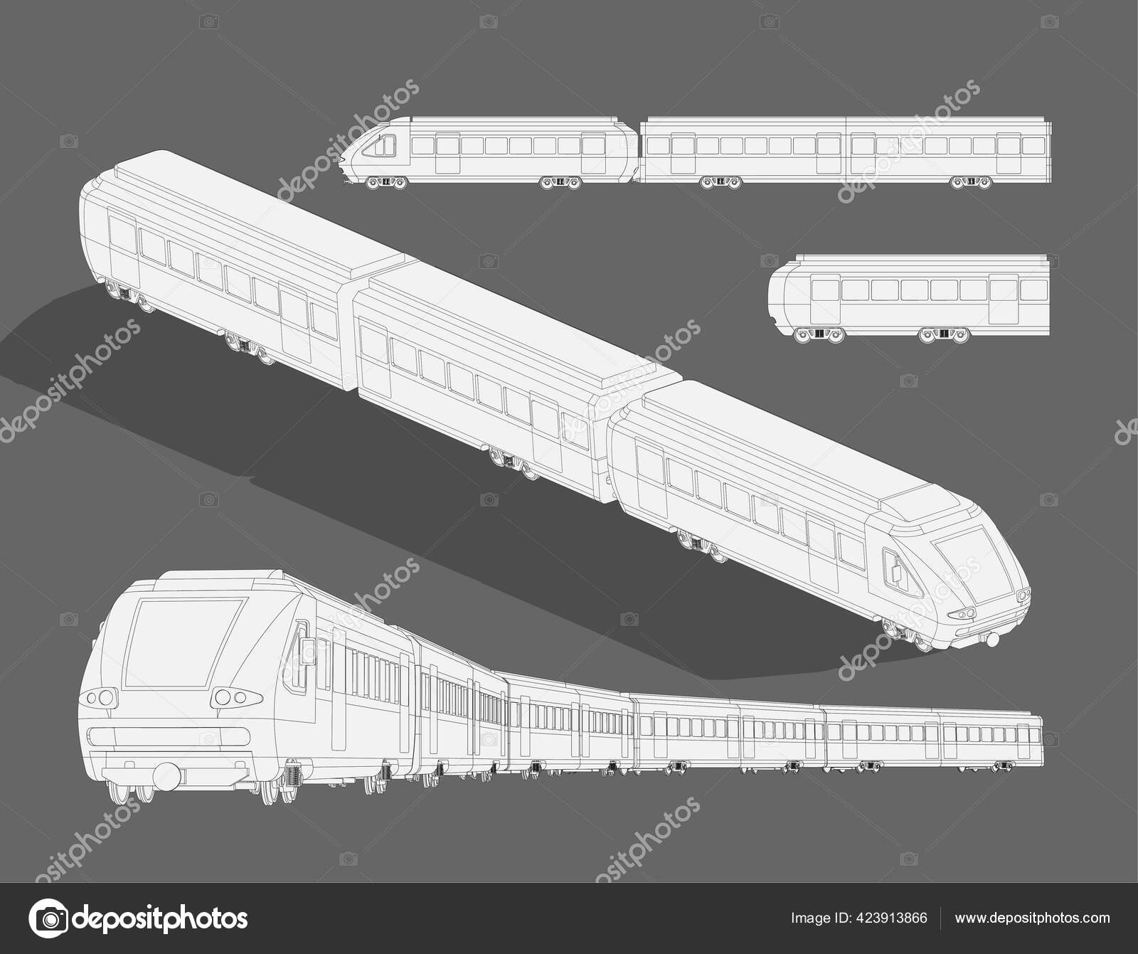 Realistic steam modern high speed train sketch template vector coloring stock vector by alexx